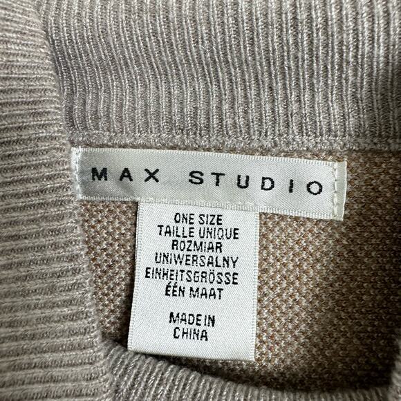 Max Studio Womens Poncho Cape Mock Neck Window Pane Plaid One Size Knit Pullover - Picture 5 of 8